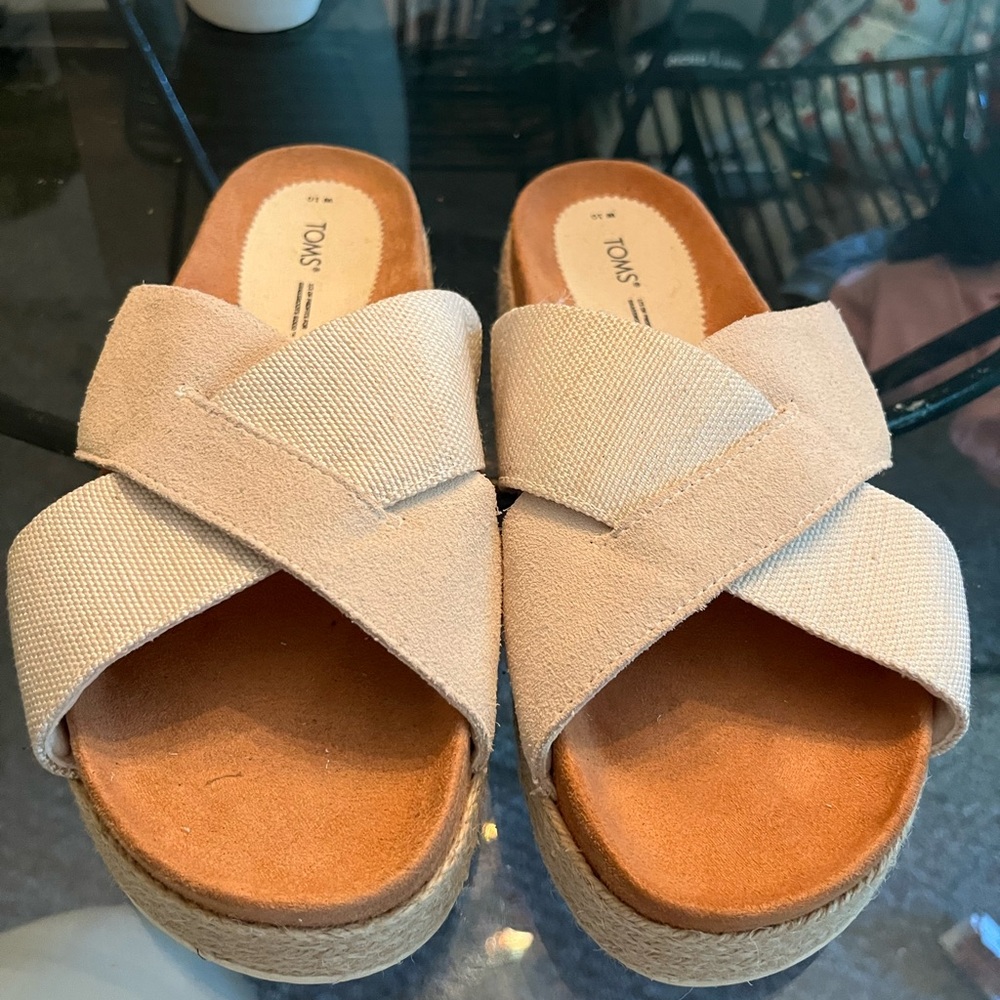 Toms Women's Cream Espadrille Slides